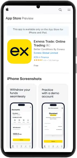 Descarregue e instale a aplicação Exness para iPhone