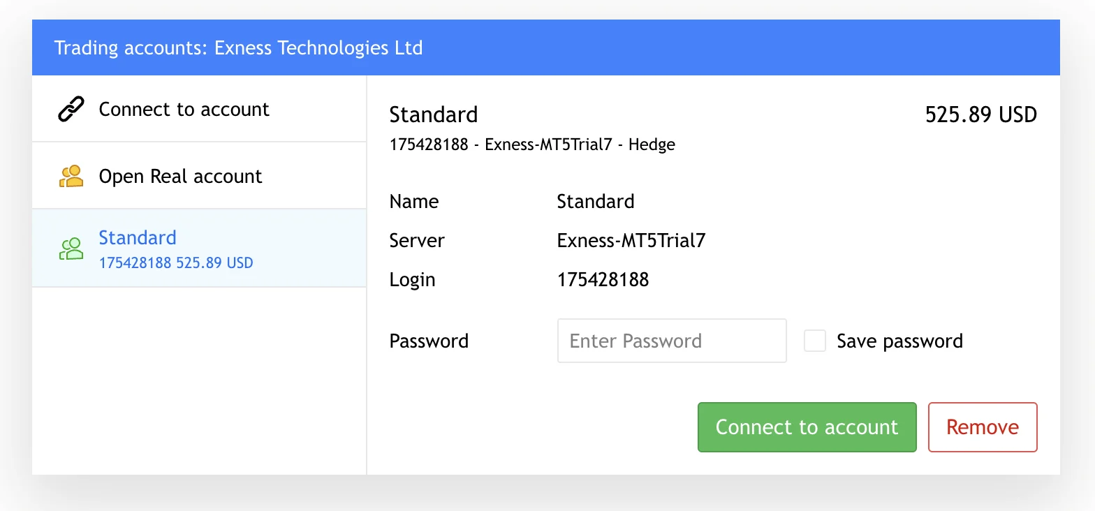 เข้าสู่ระบบ Exness MetaTrader 5