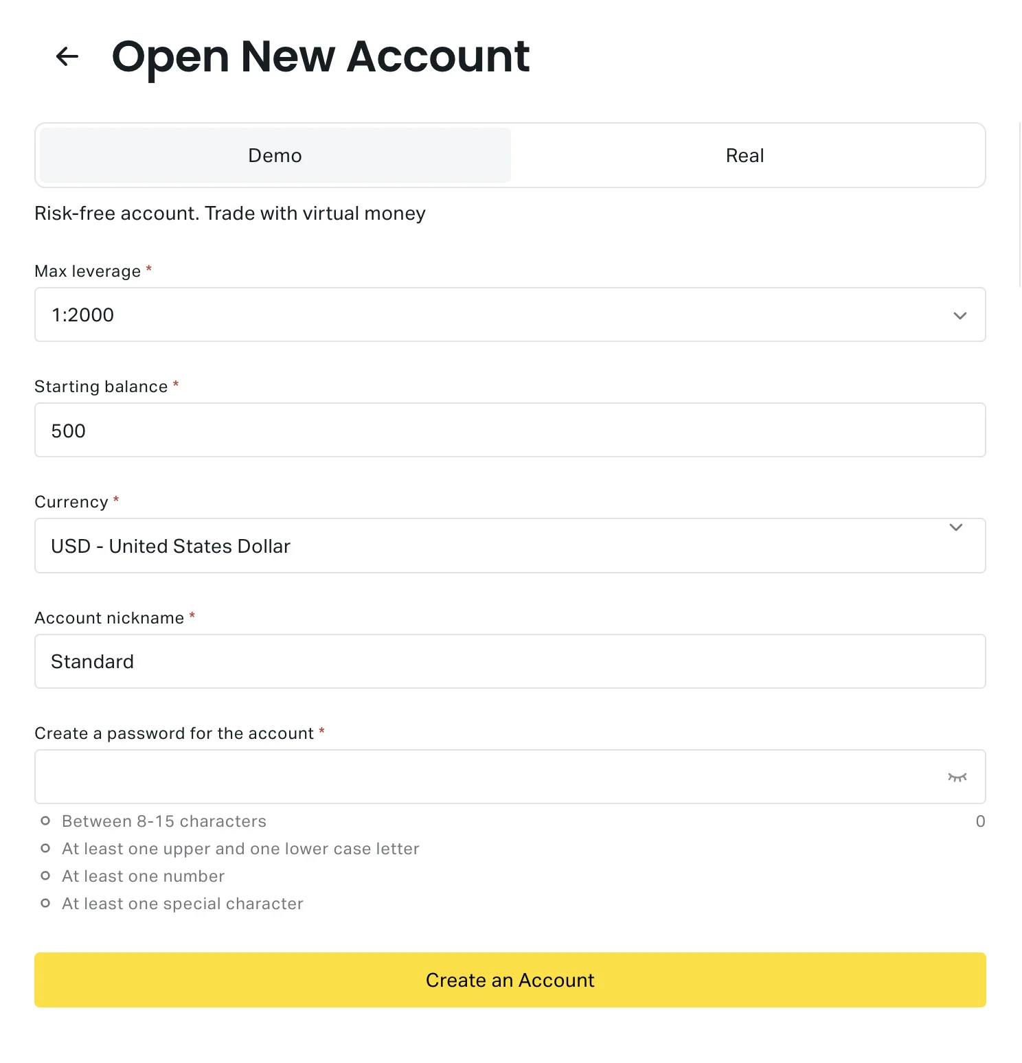 Open Exness Demo Account