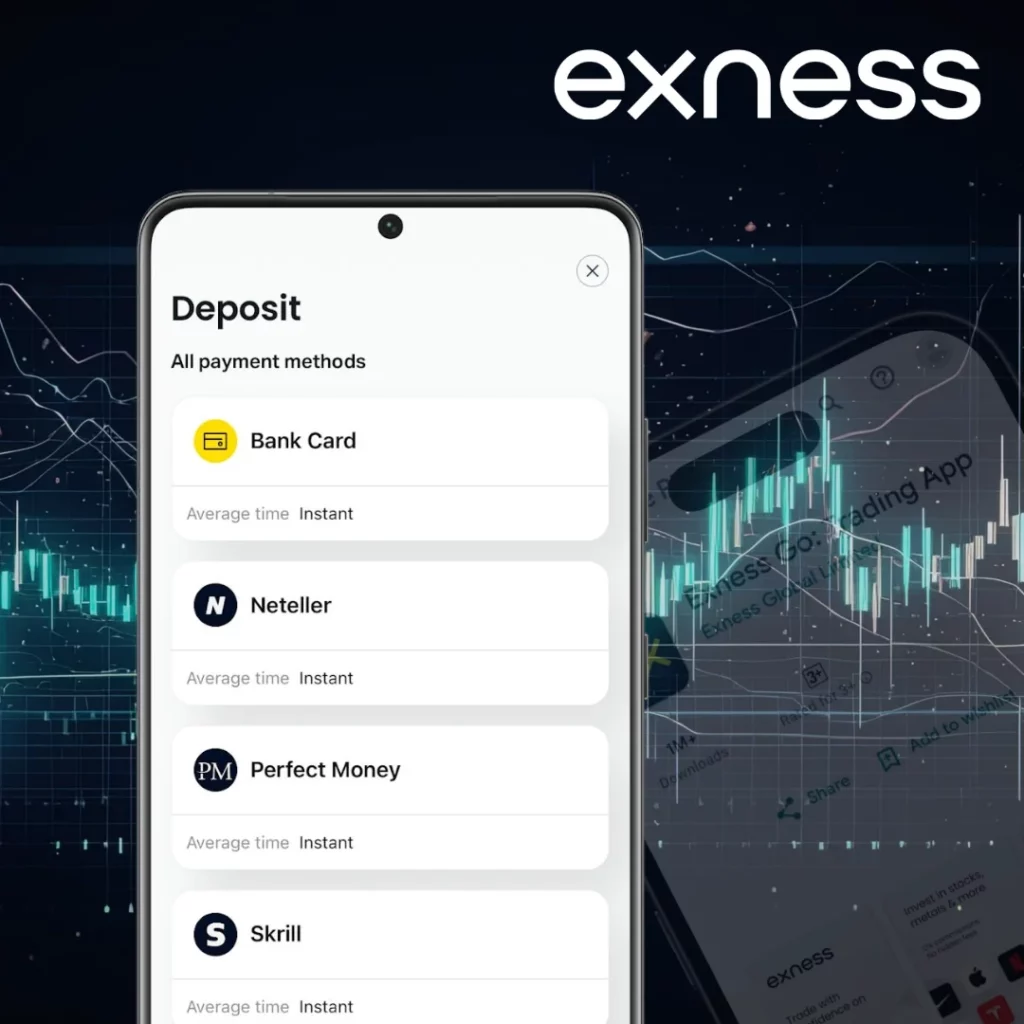 Depósito e retirada de fundos na Exness