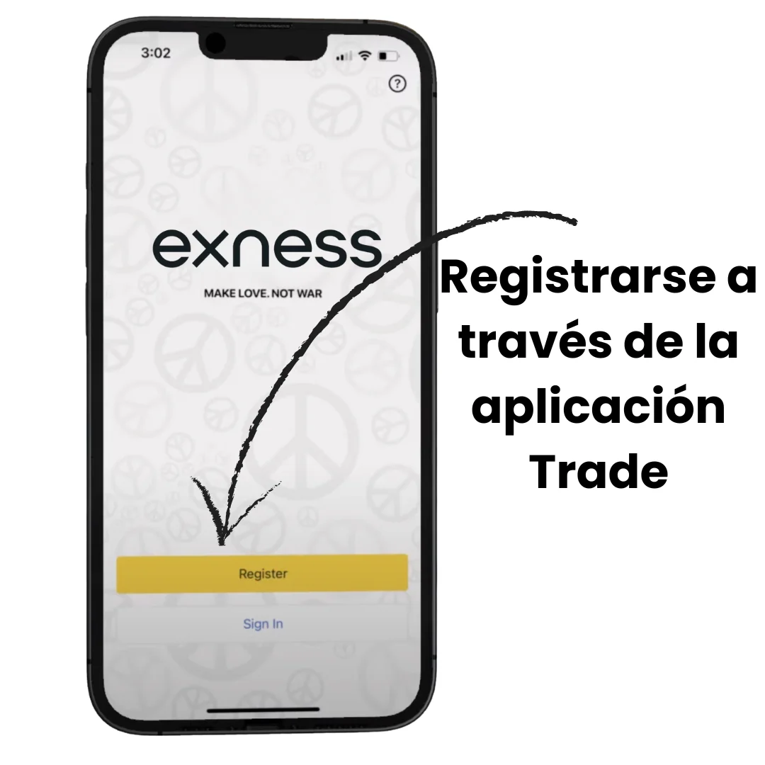 Registro en Exness a través de la aplicación móvil de Exness.