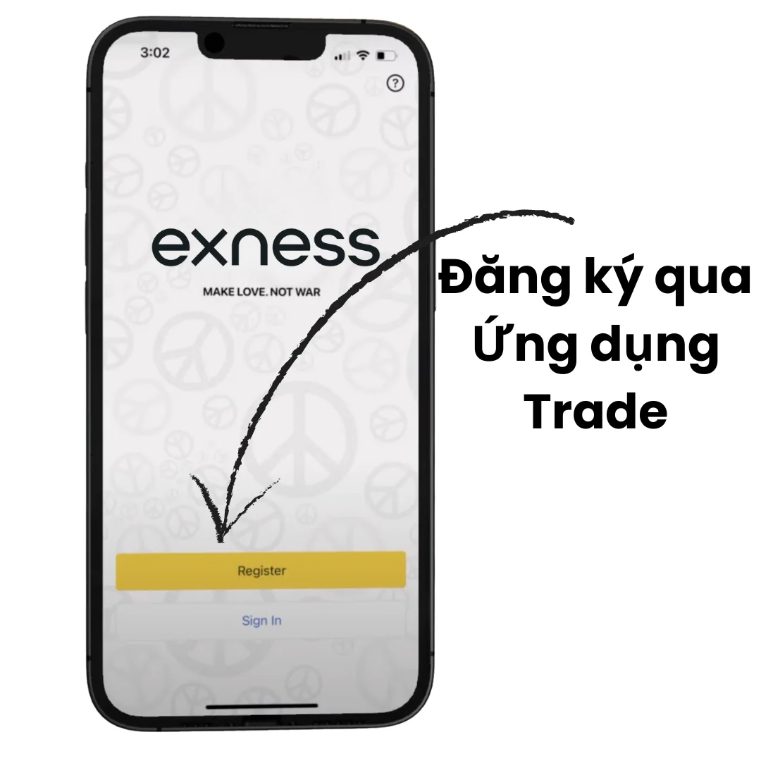 Đăng ký Exness thông qua ứng dụng di động Exness.