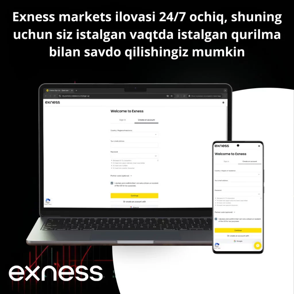 Exness savdo platformasiga kirish