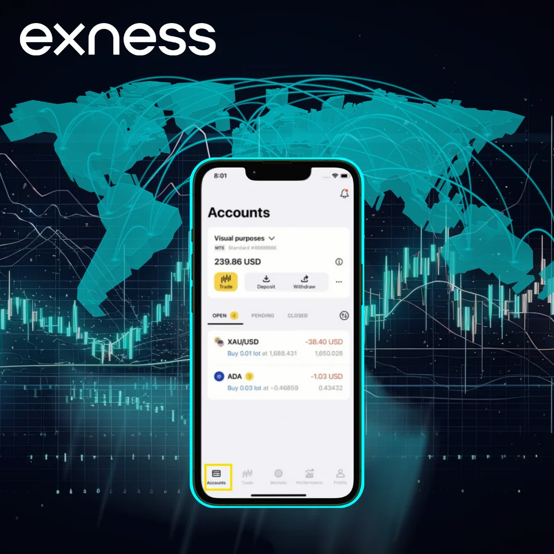 Personal Area with Exness Trade App - Accounts Tab